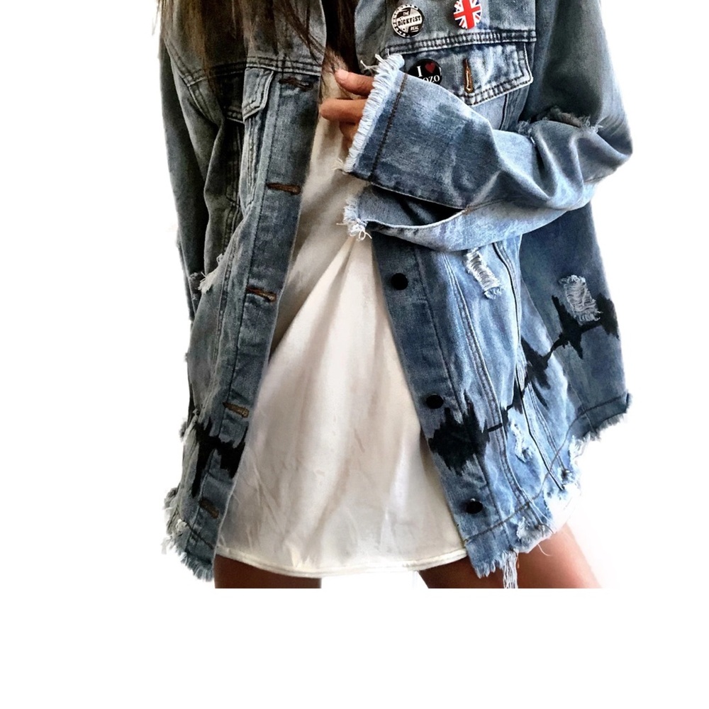 Distressed Blue Denim Jacket - Picture 3 of 5